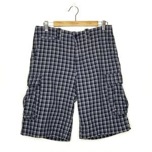 AGE OF WISDOM MEN/'S Regular Fit LIGHT BLUE PLAID Cargo Shorts SZ 32 34 36 NWT